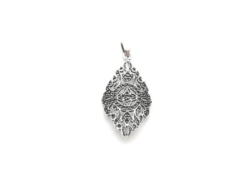 Silver Marcasite Marquise Shaped Pendant