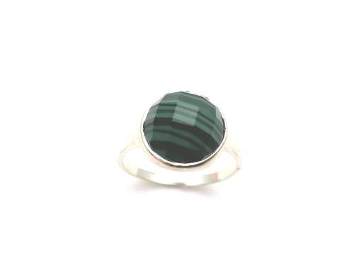 Silver Round Malachite Ring