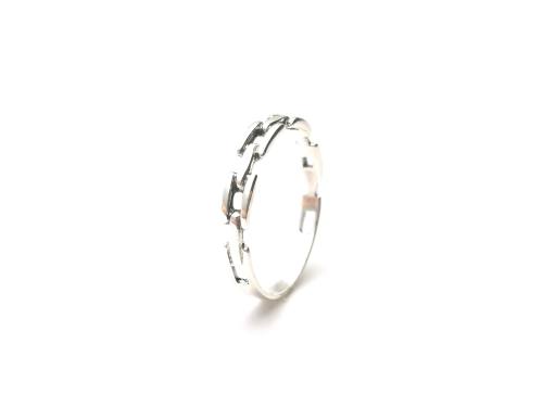 Silver Link Design Band Ring