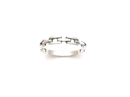 Silver Link Design Band Ring