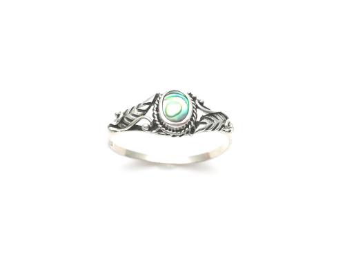 Silver Abalone Leaf Design Ring