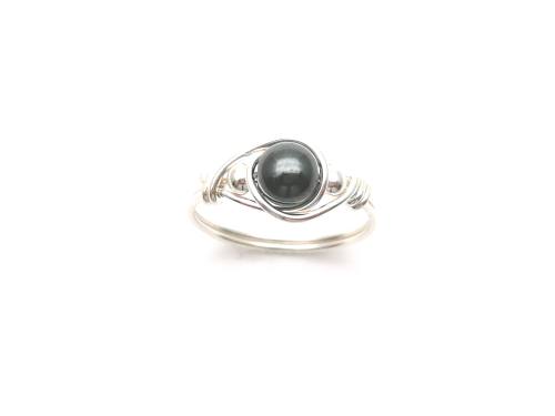 Silver Hematite Ball Ring