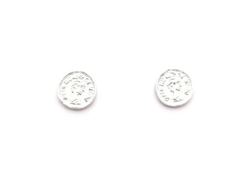 Silver Coin Style Stud Earrings