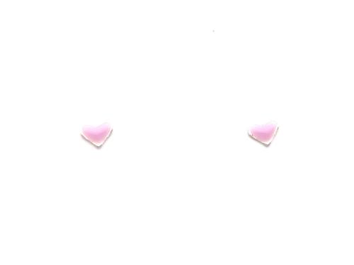 Silver Lilac Coloured Enamel Heart Stud Earrings