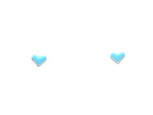 Silver Blue Coloured Enamel Heart Stud Earrings