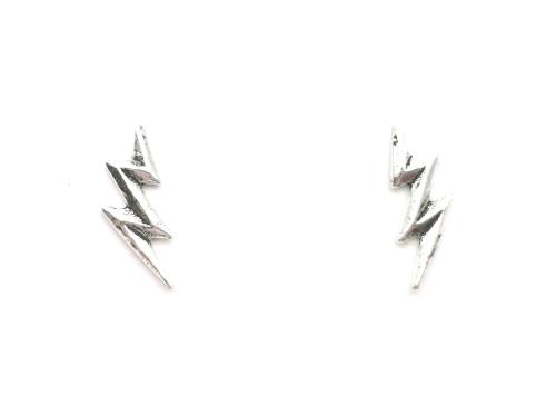 Silver Lightning Bolt Stud Earrings