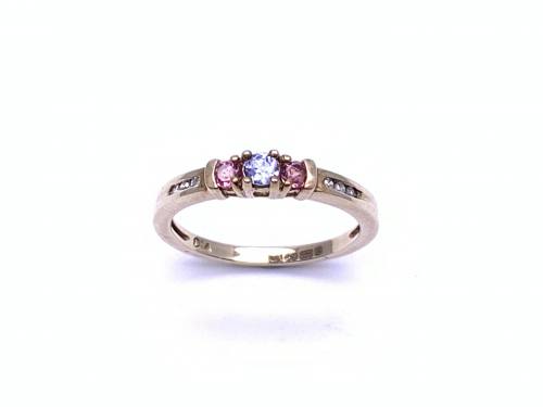 9ct Purple & Pink Topaz & Diamond Ring