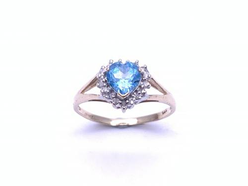 9ct Topaz & Diamond Heart Ring