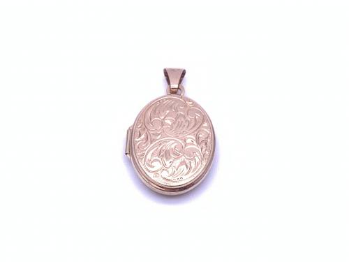 9ct Rose Gold Engraved Oval Locket