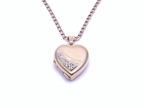 9ct Diamond Heart Locket & Chain