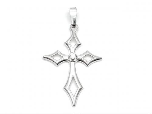 Silver Cubic Zirconia Pointed Cross Pendant