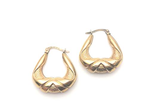 9ct Yellow Gold Hanmdbag Hoop Earrings