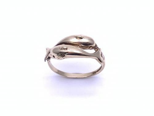 9ct Yellow Gold Double Dolphin Ring