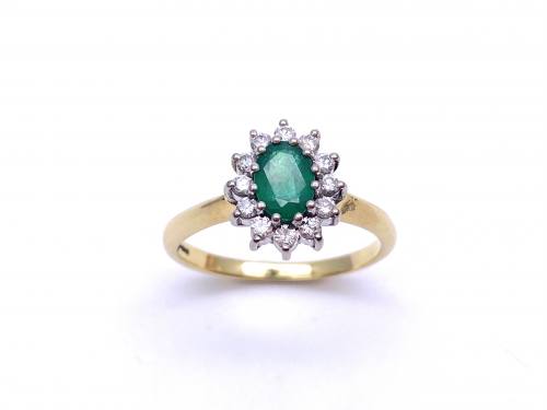 18ct Emerald & Diamond Cluster Ring