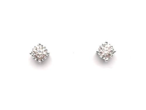9ct White Gold Diamond Solitaire Earrings 0.73ct