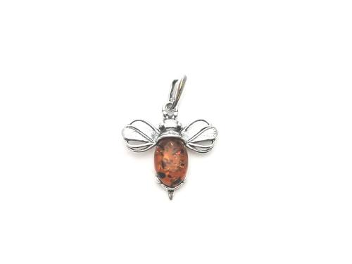 Silver Amber Bumble Bee Pendant