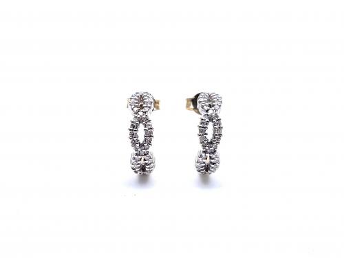9ct Diamond Half Hoop Earrings