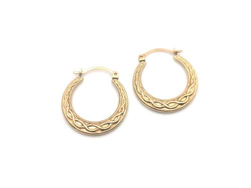 9ct Yellow Gold Celtic Hoops Earrings