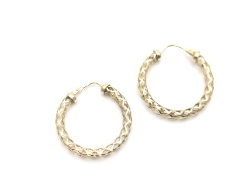 9ct Yellow Gold Mesh Hoops Earrings