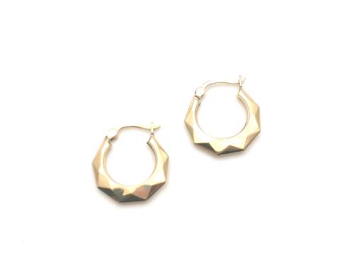 9ct Yellow Gold Facetted Hoops Earrings
