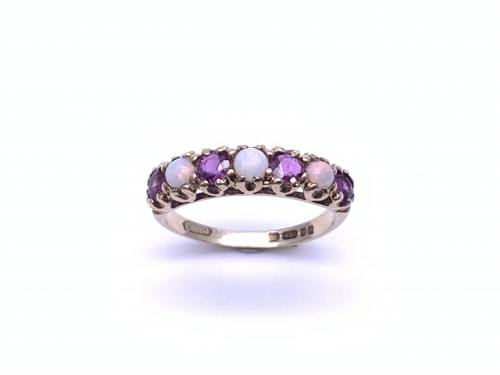 9ct Opal & Rhodolite Garnet Ring