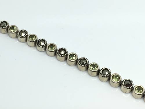 Silver Marcasite and Peridot Bracelet 7 inch