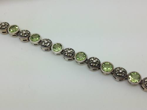 Marcasite and Peridot Bracelet 7 inch
