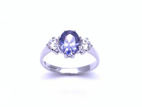 9ct Purple & White CZ 3 Stone Ring