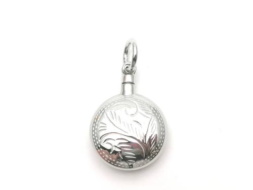Silver Engraved Round Ashes Locket