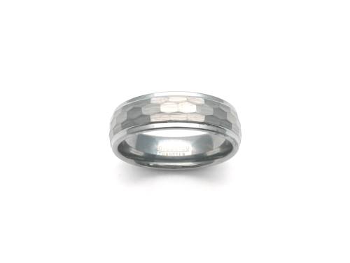 Tungsten Carbide Brushed Hammered Band Ring