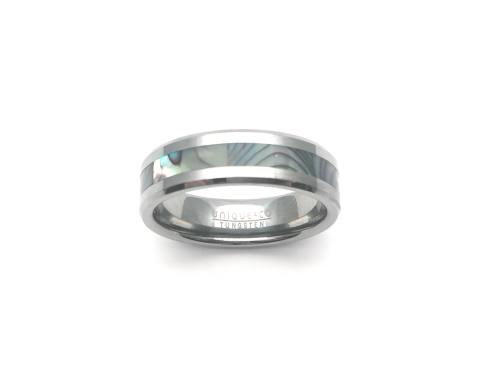 Tungsten Carbide Band With Abalone Shell Inlay
