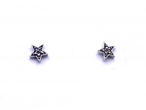 Silver Marcasite Star Stud Earrings