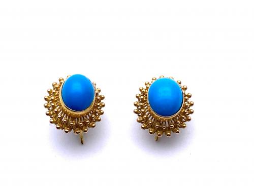 18ct Yellow Gold Turquoise Earrings