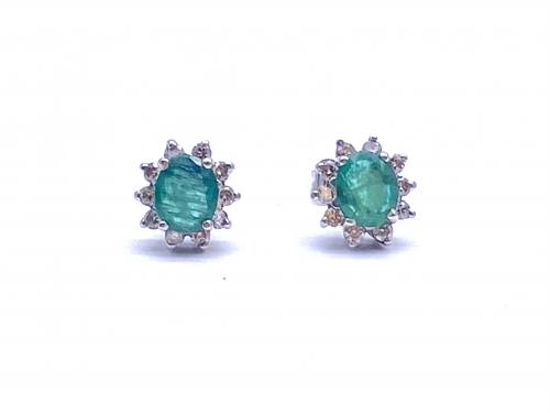 18ct Emerald & Diamond Earrings