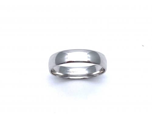 9ct White Gold Plain Wedding Ring 5mm