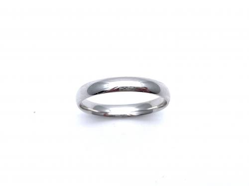 9ct White Gold Plain Wedding Ring 3mm