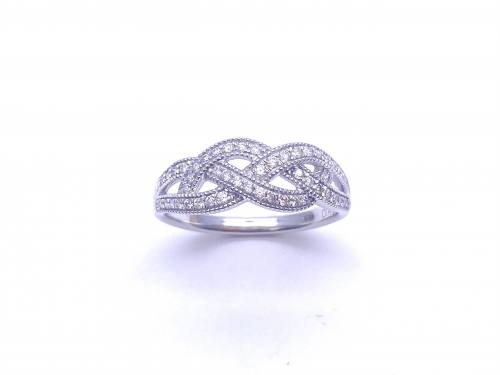 9ct White Gold Diamond Plait Ring 0.25ct