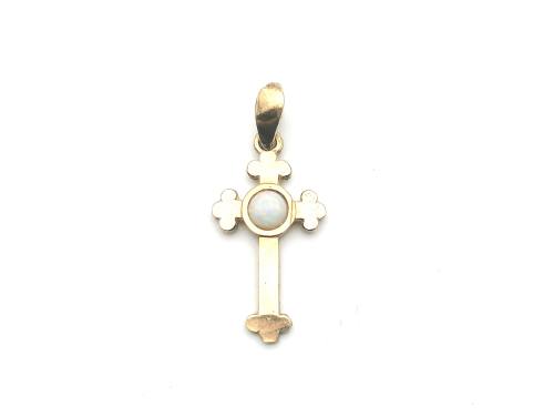 9ct Yellow Gold Opal Cross Pendant