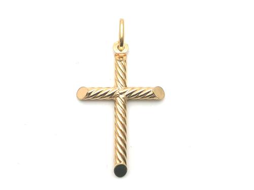 9ct Yellow Gold Twisted Cross Pendant