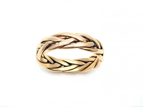 9ct Yellow Gold Plaited Band Ring