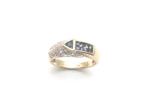 9ct Sapphire & Diamond Buckle Ring