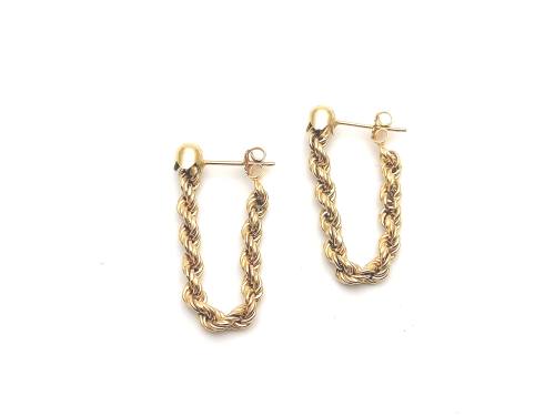 9ct Yellow Gold Rope Drop Earrings