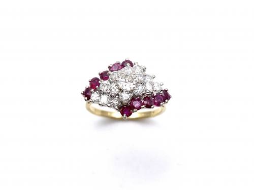 18ct Ruby and Diamond Cluster Ring