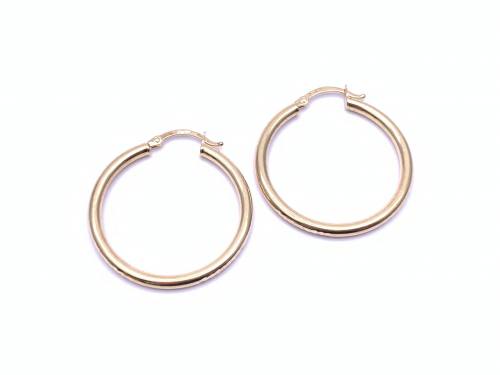 9ct Yellow Gold Plain Hoop Earrings 28mm