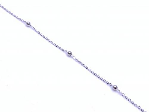 9ct White Gold Bead Bracelet 7 inch