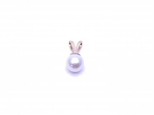 9ct Yellow Gold Single Pearl Pendant 5mm