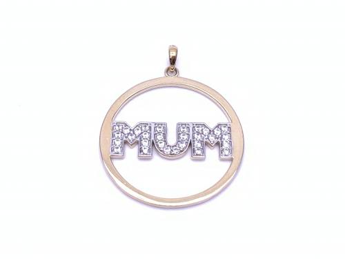 9ct Yellow Gold CZ Mum Pendant