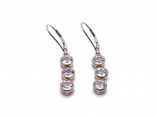 9ct Yellow Gold CZ Drop Earrings