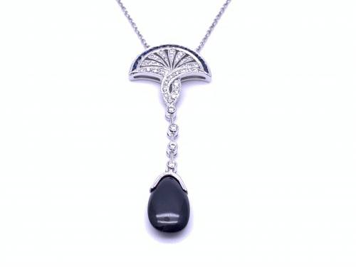 18ct Onyx, Sapphire & Diamond Necklet