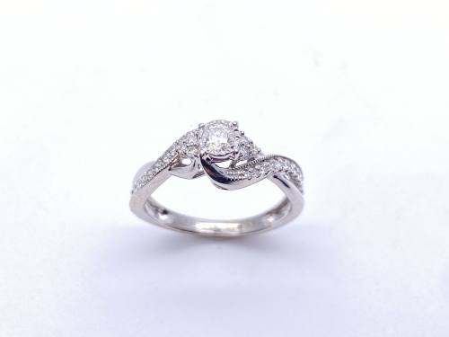 9ct White Gold Diamond Solitaire Ring